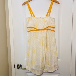 Free People White and Yellow Floral Sundress Dress
